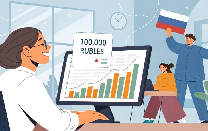 Средняя зарплата в России достигла 100 тысяч рублей Средняя зарплата в России достигла 100 тысяч рублей