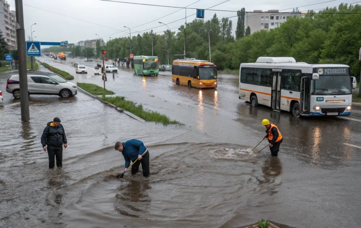Дожди затопили Барнаул: ограничено движение транспорта Дожди затопили Барнаул: ограничено движение транспорта
