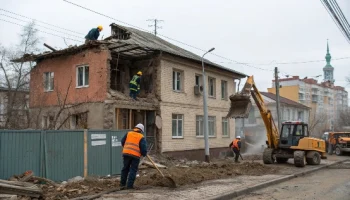 В Красноярске сносят аварийные дома на Семафорной для нового ЖК