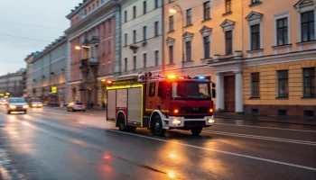 Пожар охватил ангар в Колпино