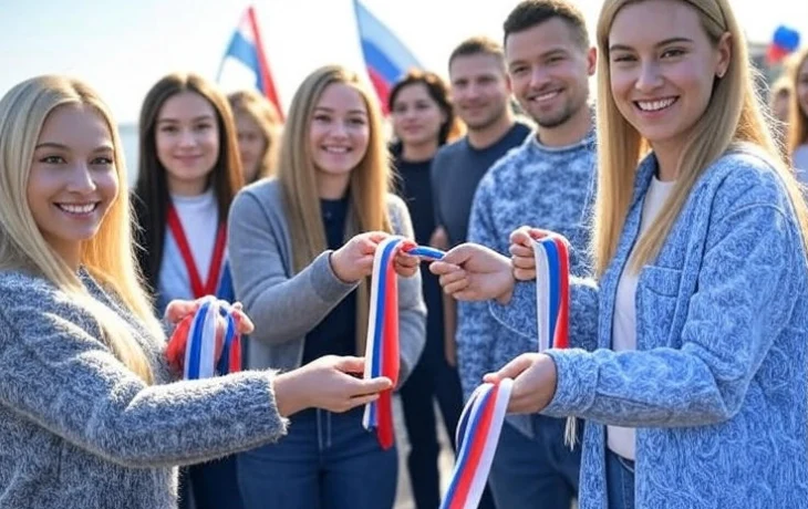 Tольятти празднует День России с раздачей триколорных ленточек Tольятти празднует День России с раздачей триколорных ленточек