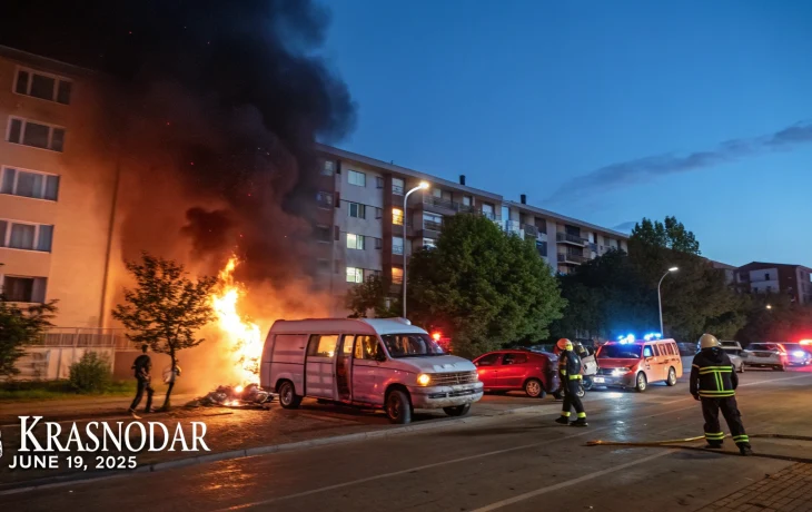 Пожар на парковке в Краснодаре: сгорели четыре машины Пожар на парковке в Краснодаре: сгорели четыре машины
