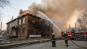Пожар в Новосибирске: сгорело заброшенное здание
