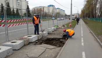 Провалы на тротуаре и велодорожке в Перми: причины выясняются