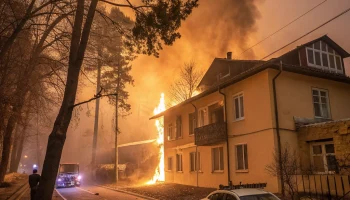 В Дагомысе крупный пожар уничтожил три дома и автомобиль
