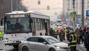 Серьезное столкновение автобуса и легковушки в Москве: пострадали пятеро, включая двоих детей