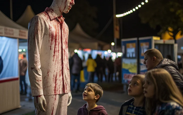 Манекен с бутафорской кровью напугал детей на фестивале в Новороссийске Манекен с бутафорской кровью напугал детей на фестивале в Новороссийске