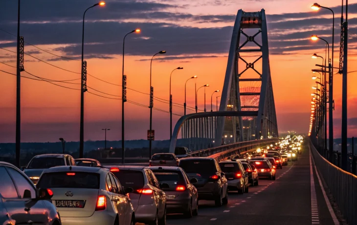 Пробка из сотен машин парализовала движение у Крымского моста вечером 2 октября Пробка из сотен машин парализовала движение у Крымского моста вечером 2 октября