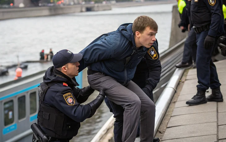 В Москве задержали экстремала, прыгнувшего в Москву-реку с крыши поезда метро В Москве задержали экстремала, прыгнувшего в Москву-реку с крыши поезда метро