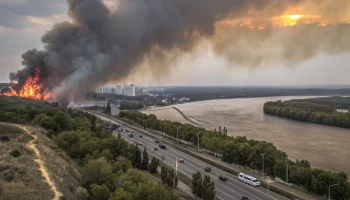 Пожар на левом берегу Дона: Ростов в дыму, огонь у дорог, тревога среди жителей