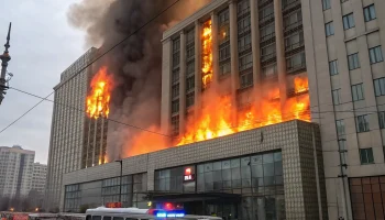 Пожар в бизнес-центре у метро «Дубровка» в Москве: густой дым, огонь и эвакуация сотрудников