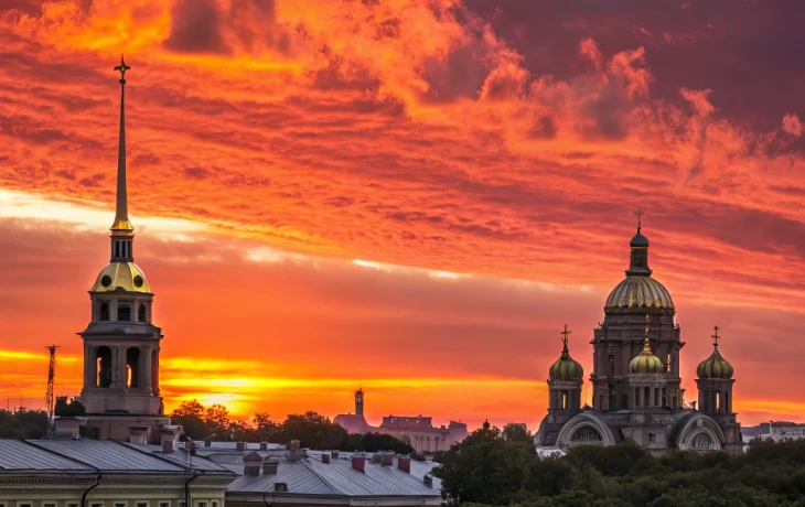 Яркий закат в Петербурге: оранжевое и малиновое небо порадовало жителей города Яркий закат в Петербурге: оранжевое и малиновое небо порадовало жителей города