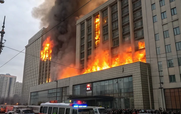 Пожар в бизнес-центре у метро «Дубровка» в Москве: густой дым, огонь и эвакуация сотрудников