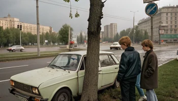 Подросток на Lada врезался в дерево в центре Москвы: пострадали его друзья