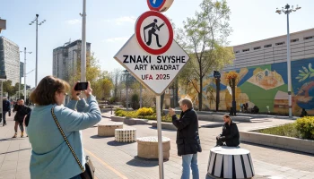 В Уфе открыли арт-объект «Знаки свыше» из дорожных табличек