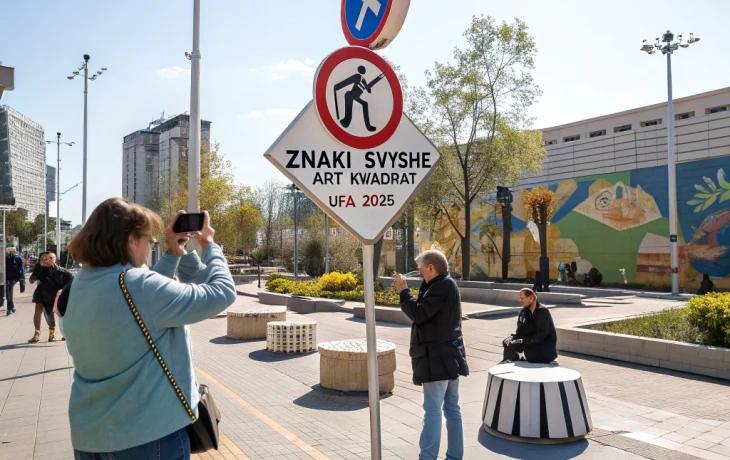 В Уфе открыли арт-объект «Знаки свыше» из дорожных табличек В Уфе открыли арт-объект «Знаки свыше» из дорожных табличек