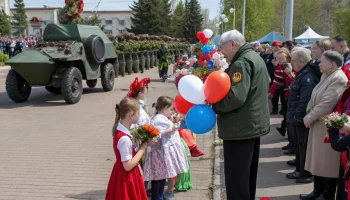 Жителей Среднеуральска поздравили с 80-летием Победы на праздничных гуляниях у ТЛЦ «Северный»