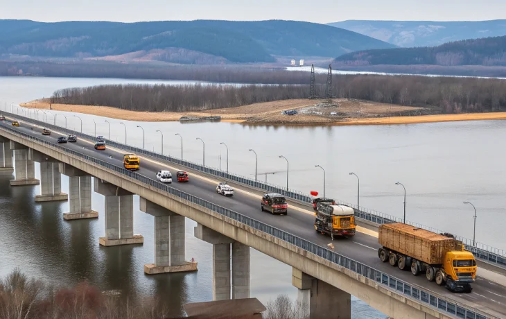 На Урале испытали мост через Белую на трассе М-12 колонной самосвалов На Урале испытали мост через Белую на трассе М-12 колонной самосвалов