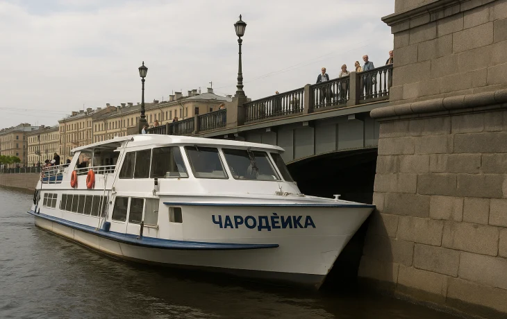 В Петербурге теплоход «Чародейка» врезался в мост Белинского